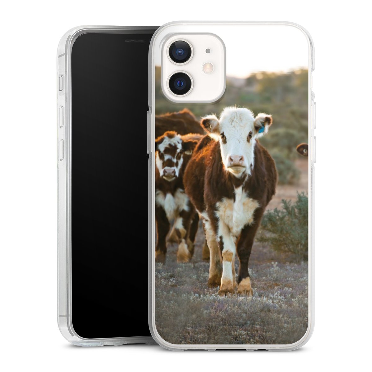 iPhone 12 mini Handy Silikon Hülle Case transparent Handyhülle Cow Farmer Calf Silikon Case