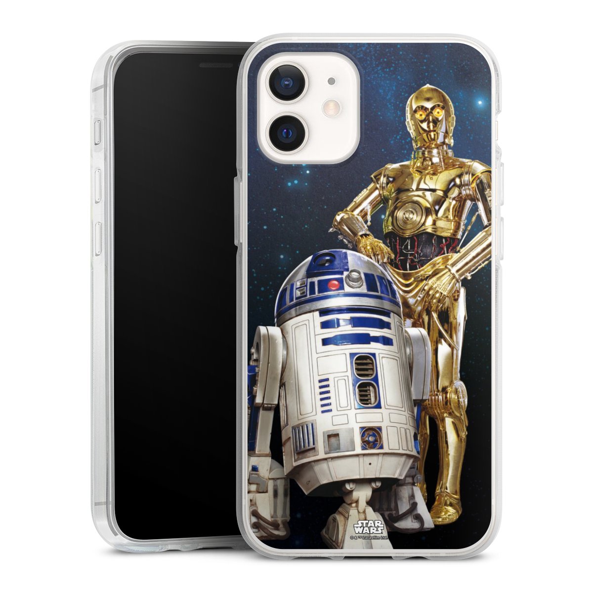 iPhone 12 mini Handy Silikon Hülle Case transparent Handyhülle Weltall Star Wars R2d2 Silikon Case