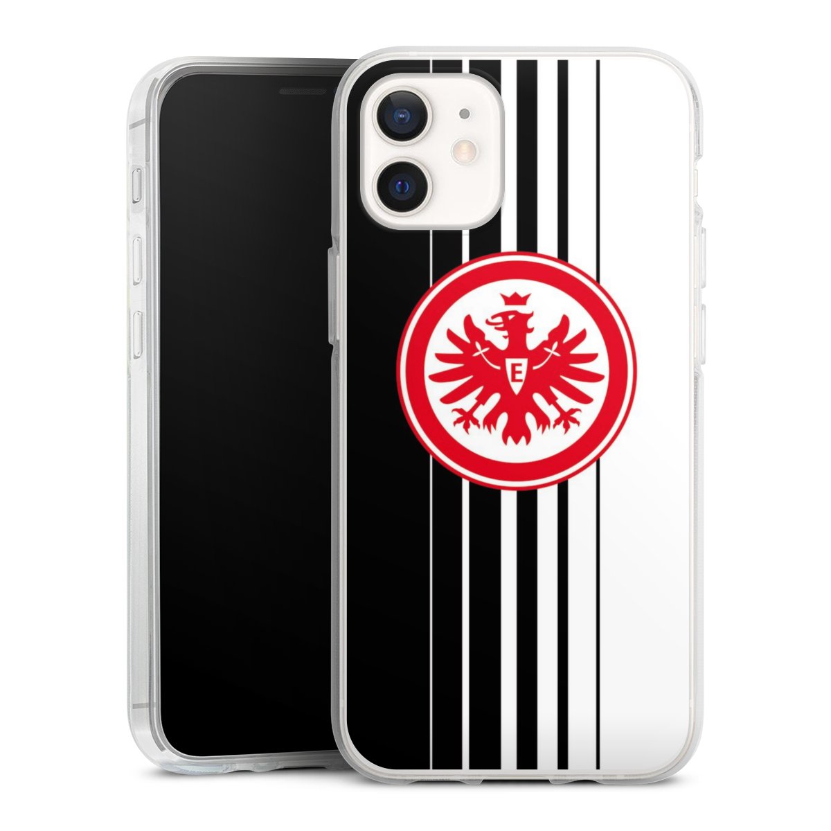 iPhone 12 mini Handy Silikon Hülle Case transparent Handyhülle Stripes Eintracht Frankfurt Official Licensed Product Silikon Case