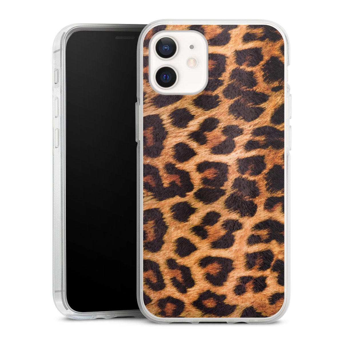 iPhone 12 mini Handy Silikon Hülle Case transparent Handyhülle Animal Print Leopard Fur Silikon Case