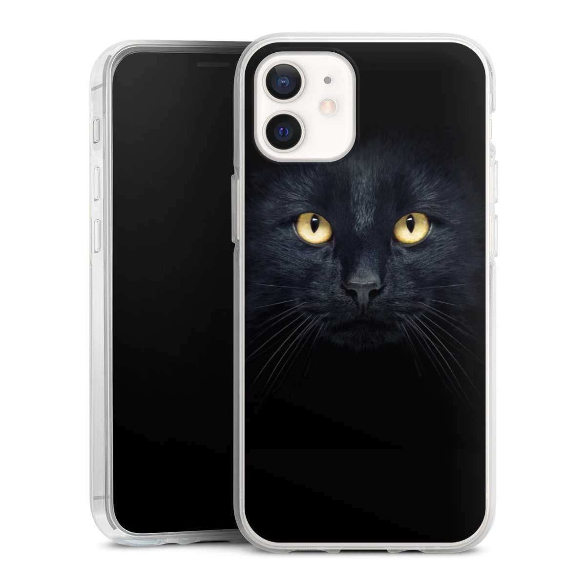 iPhone 12 mini Handy Silikon Hülle Case transparent Handyhülle Eye Cat Black Silikon Case