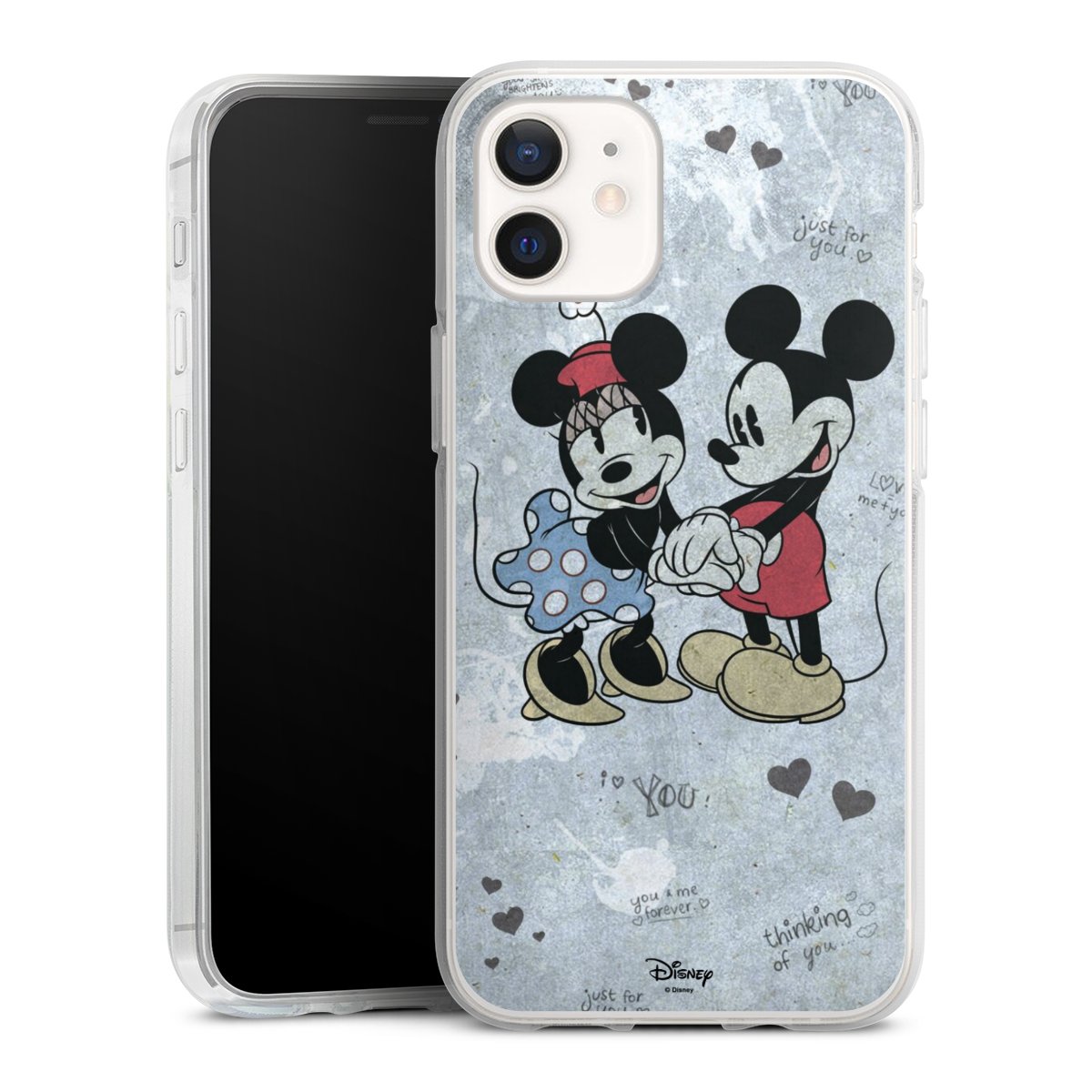 iPhone 12 mini Handy Silikon Hülle Case transparent Handyhülle Mickey & Minnie Mouse Vintage Disney Silikon Case