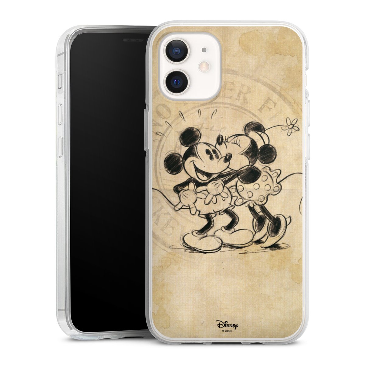 iPhone 12 mini Handy Silikon Hülle Case transparent Handyhülle Mickey Mouse Vintage Minnie Mouse Silikon Case