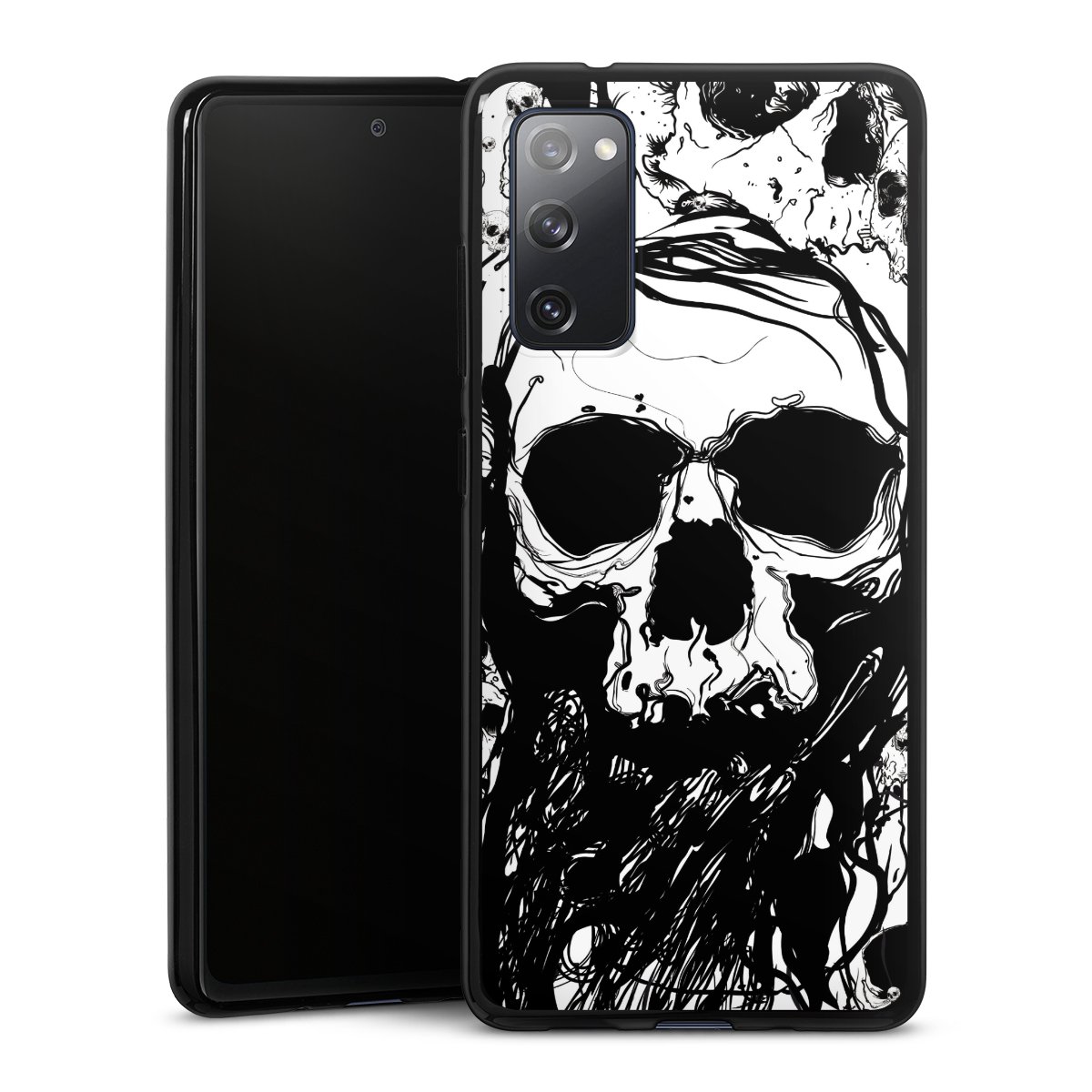 Galaxy S20 FE Handy Silikon Hülle Case schwarz Handyhülle Totenkopf Halloween