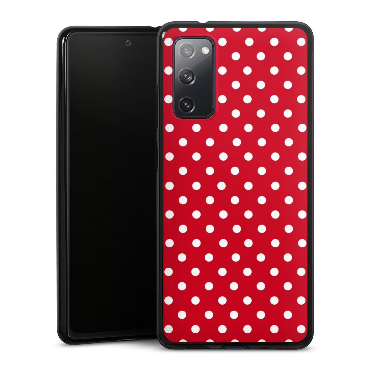 Galaxy S20 FE Handy Silikon Hülle Case schwarz Handyhülle Points Polka Dots Retro