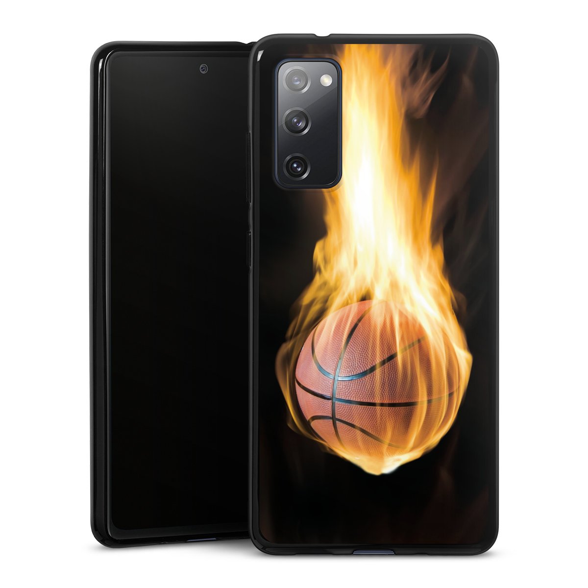 Galaxy S20 FE Handy Silikon Hülle Case schwarz Handyhülle Basketball Sports Fire