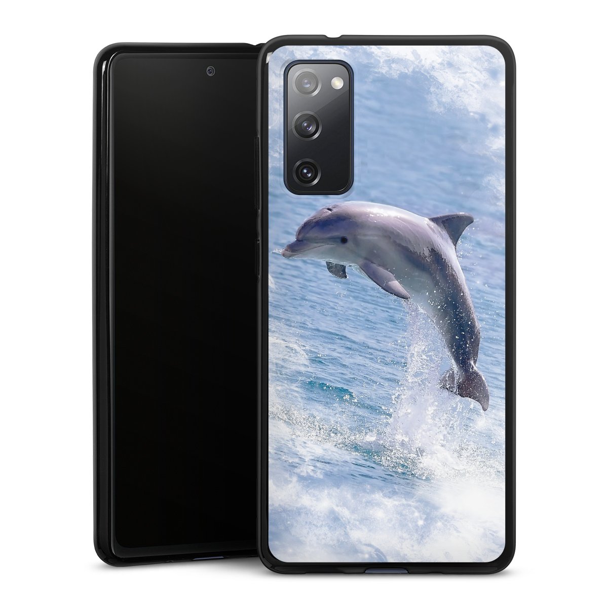 Galaxy S20 FE Handy Silikon Hülle Case schwarz Handyhülle Dolphin Ocean Wale