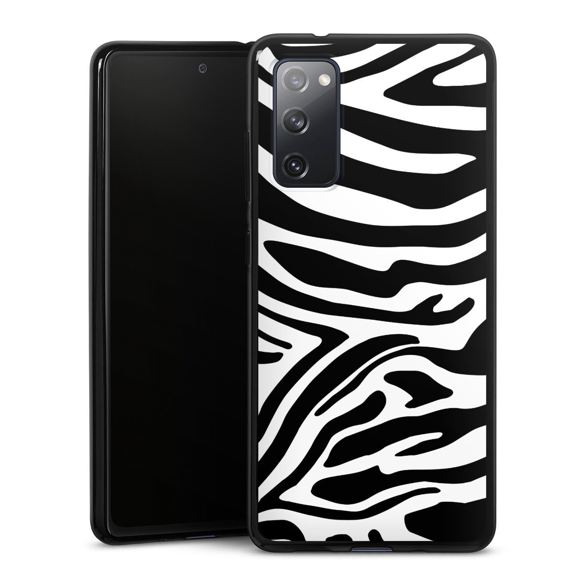 Galaxy S20 FE Handy Silikon Hülle Case schwarz Handyhülle Zebra Animal Look Animal Print