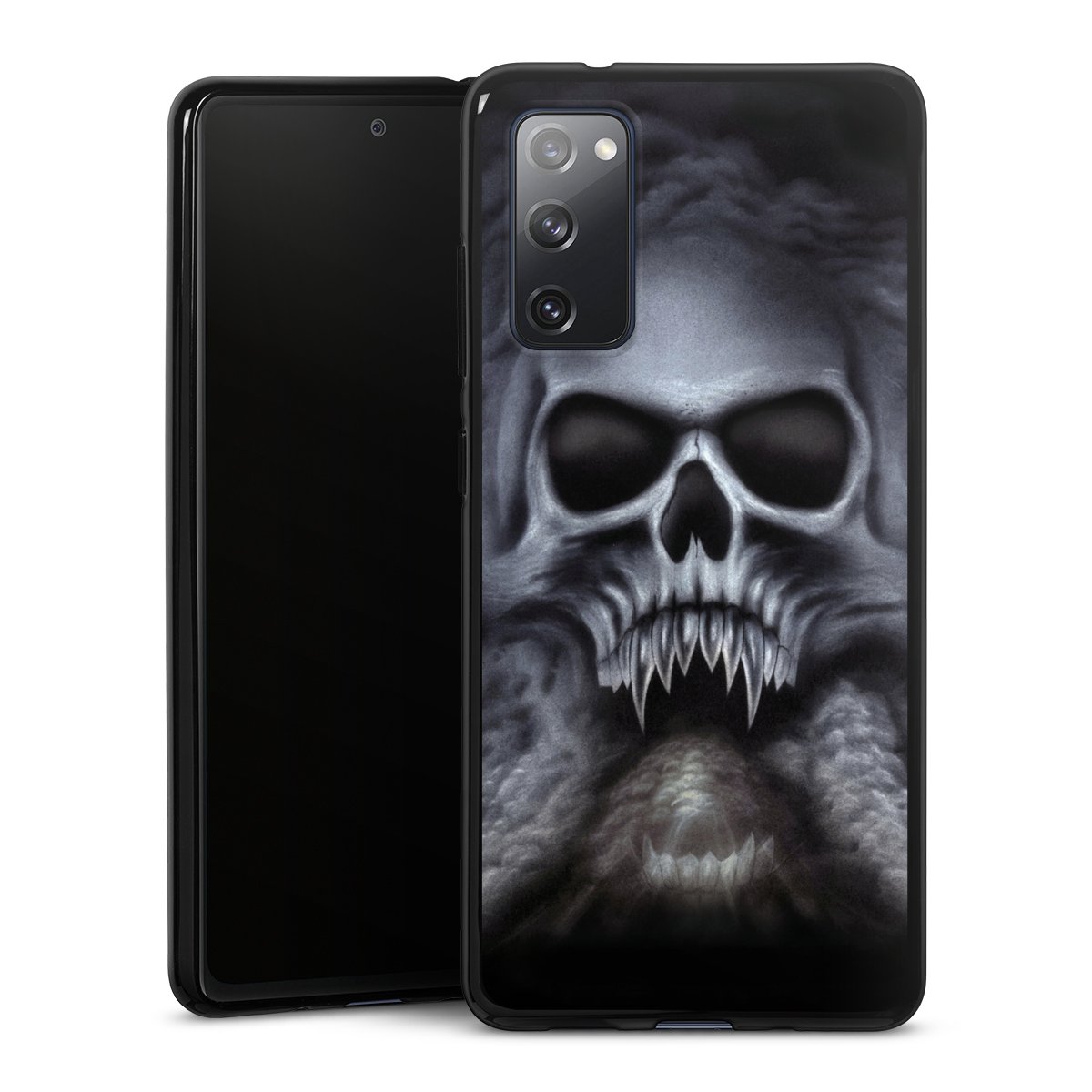 Galaxy S20 FE Handy Silikon Hülle Case schwarz Handyhülle Totenkopf Skull