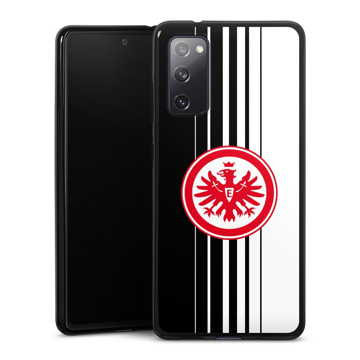 Galaxy S20 FE Handy Silikon Hülle Case schwarz Handyhülle Stripes Eintracht Frankfurt Official Licensed Product