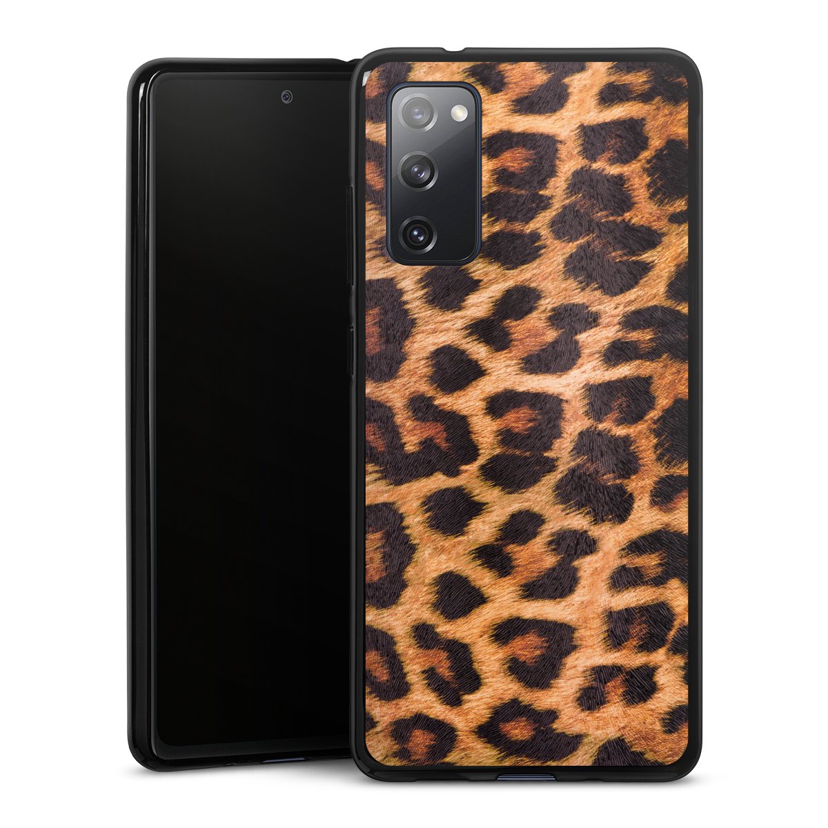 Galaxy S20 FE Handy Silikon Hülle Case schwarz Handyhülle Animal Print Leopard Fur