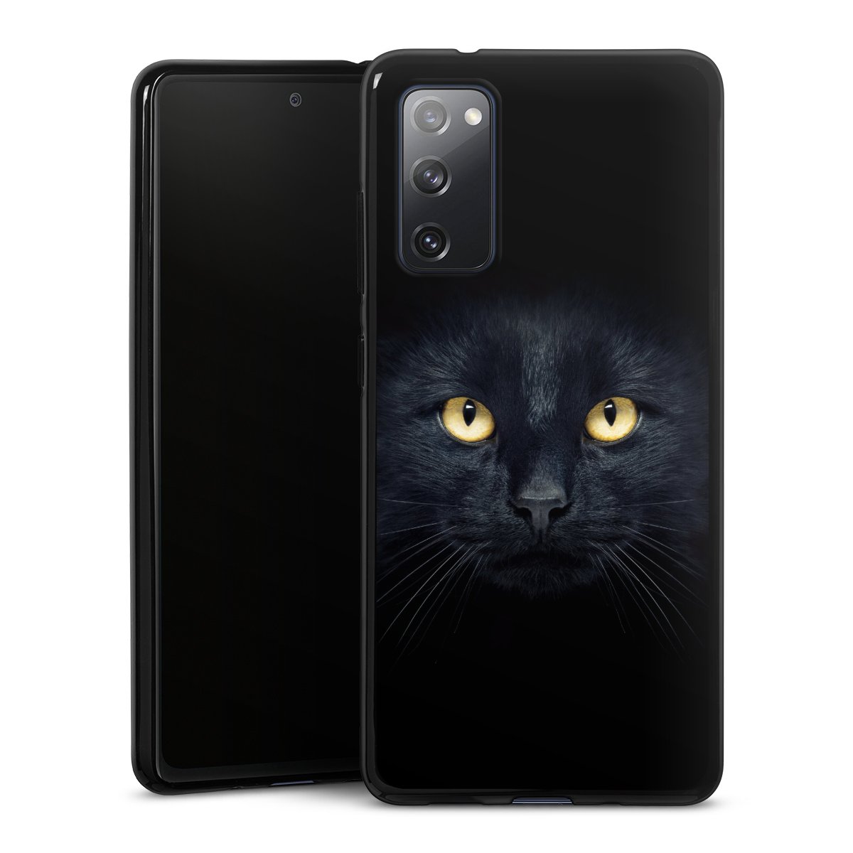 Galaxy S20 FE Handy Silikon Hülle Case schwarz Handyhülle Eye Cat Black