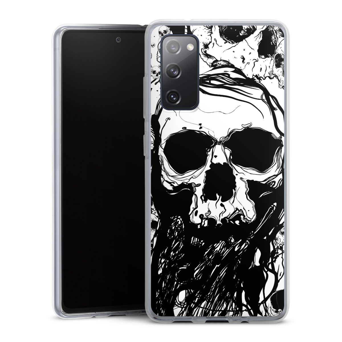 Galaxy S20 FE Handy Silikon Hülle Case transparent Handyhülle Totenkopf Halloween Silikon Case