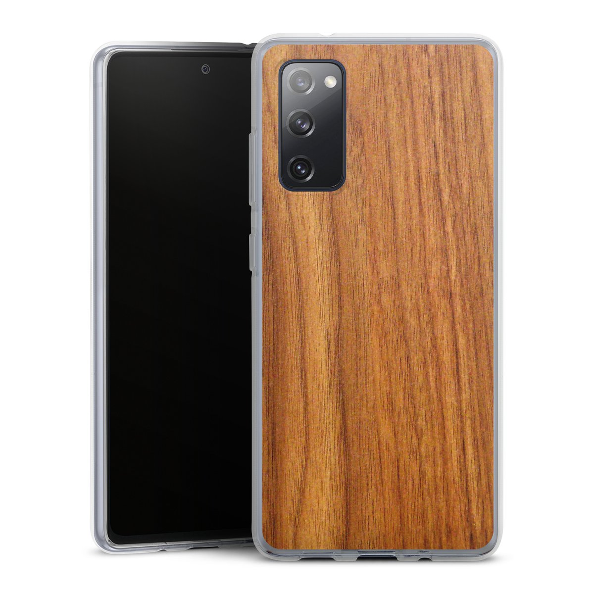 Galaxy S20 FE Handy Silikon Hülle Case transparent Handyhülle Wood Larch Wooden Look Silikon Case