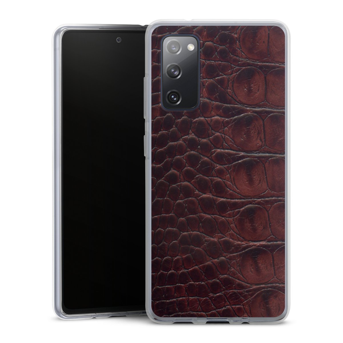 Galaxy S20 FE Handy Silikon Hülle Case transparent Handyhülle Crocodile Animal Print Leather Silikon Case