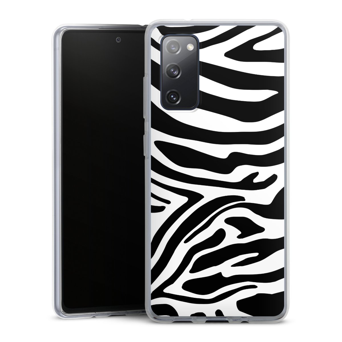 Galaxy S20 FE Handy Silikon Hülle Case transparent Handyhülle Zebra Animal Look Animal Print Silikon Case