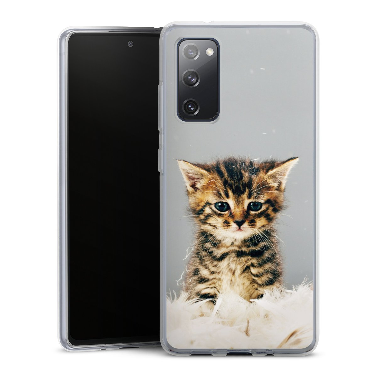 Galaxy S20 FE Handy Silikon Hülle Case transparent Handyhülle Cat Feather Pet Silikon Case