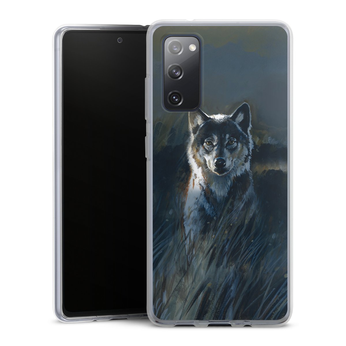 Galaxy S20 FE Handy Silikon Hülle Case transparent Handyhülle Nature Wolf Painting Silikon Case