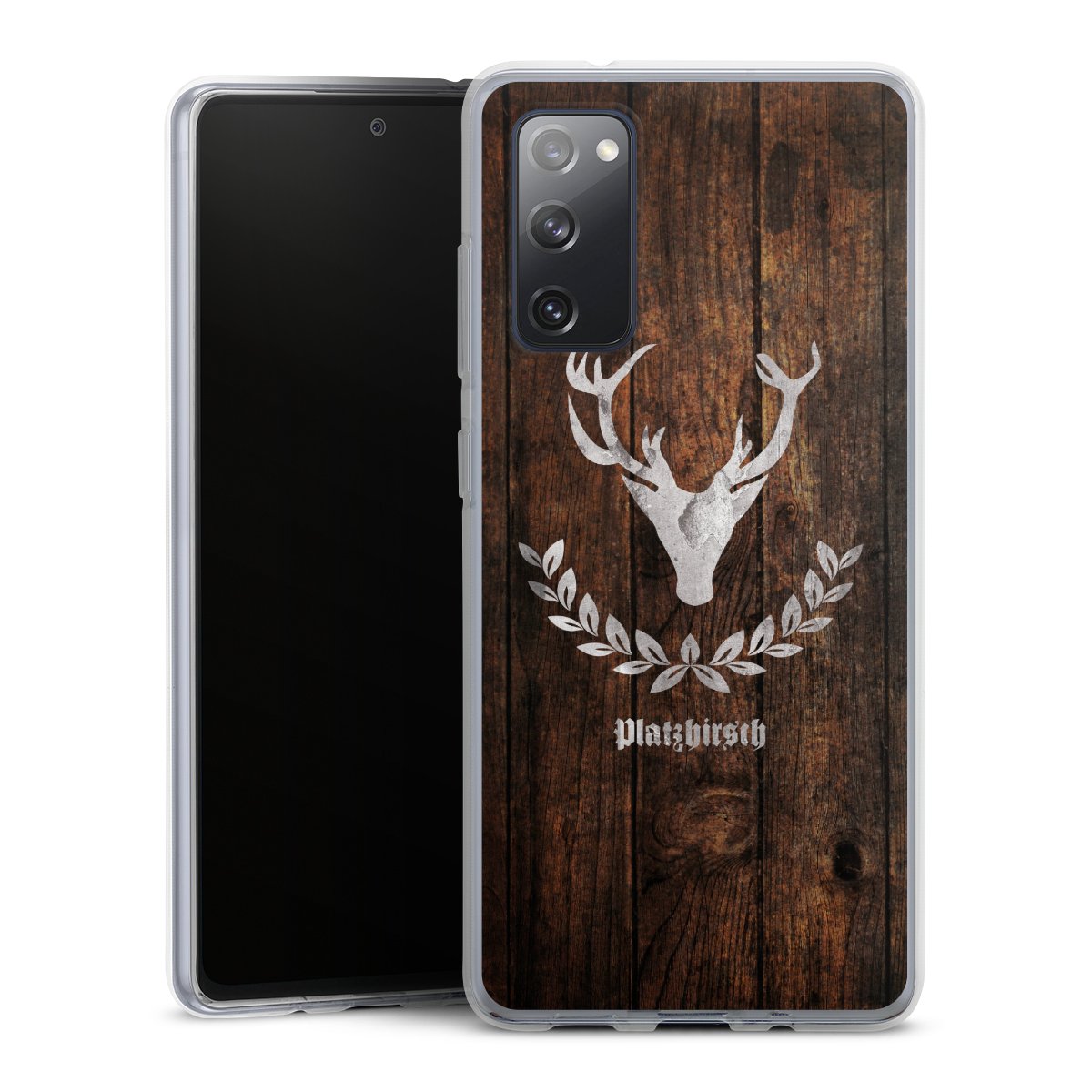 Galaxy S20 FE Handy Silikon Hülle Case transparent Handyhülle Deer Wood Wooden Look Silikon Case