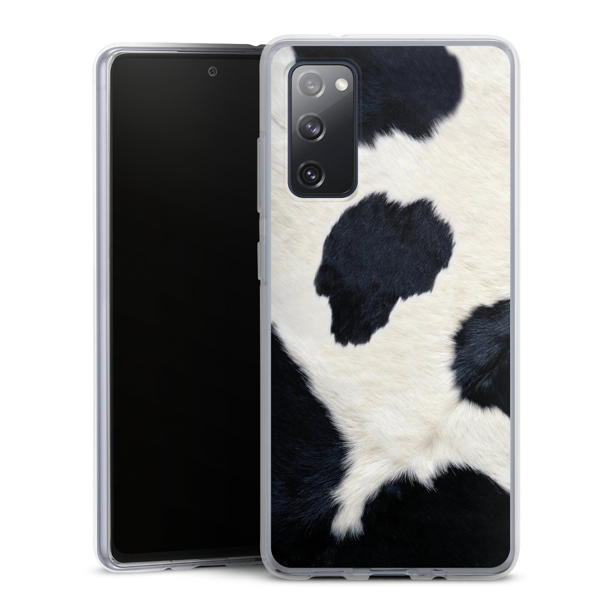 Galaxy S20 FE Handy Silikon Hülle Case transparent Handyhülle Animal Look Animal Print Cow Skin Silikon Case