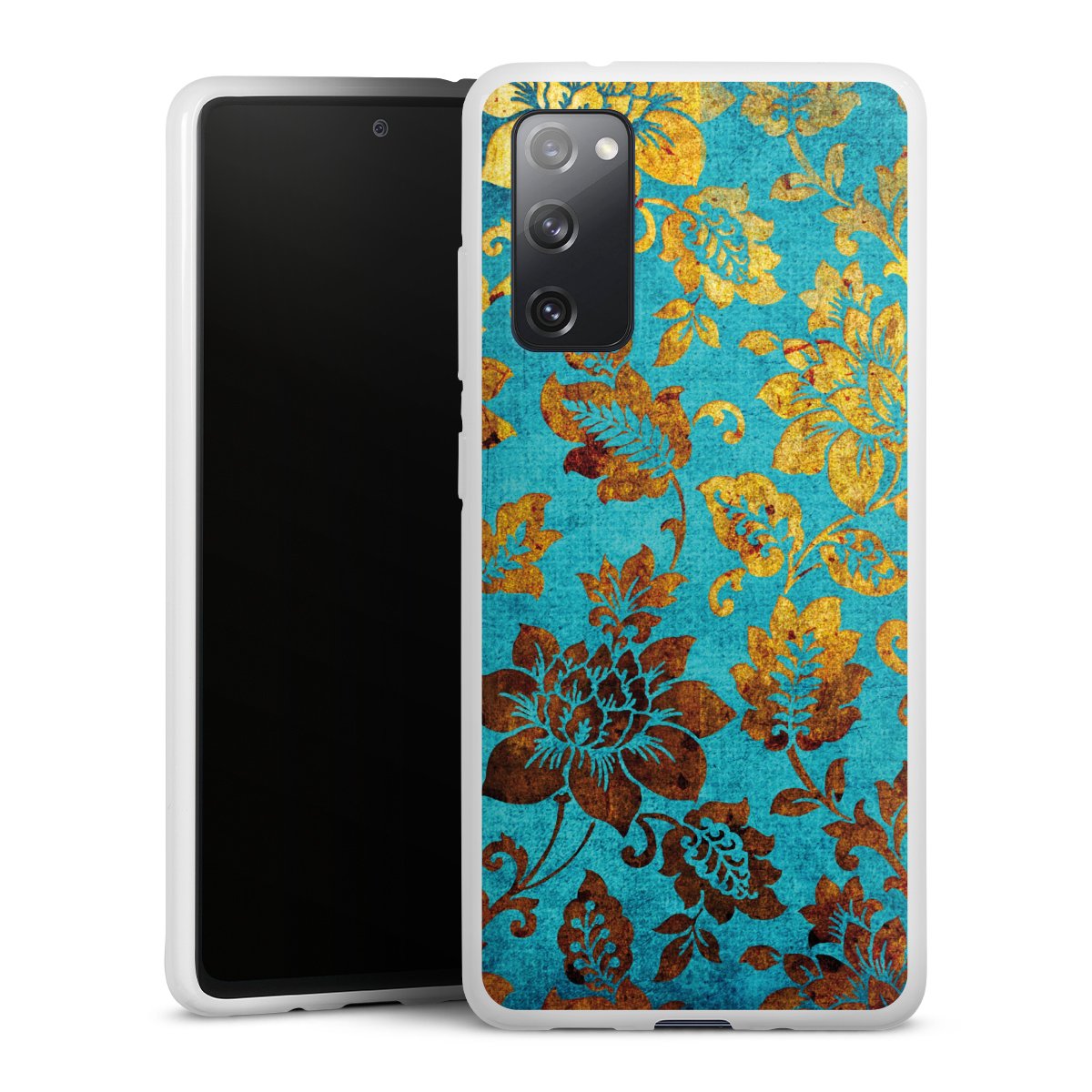 Galaxy S20 FE Handy Silikon Hülle Case weiß Handyhülle Ornament Vintage Flowers Silikon Case