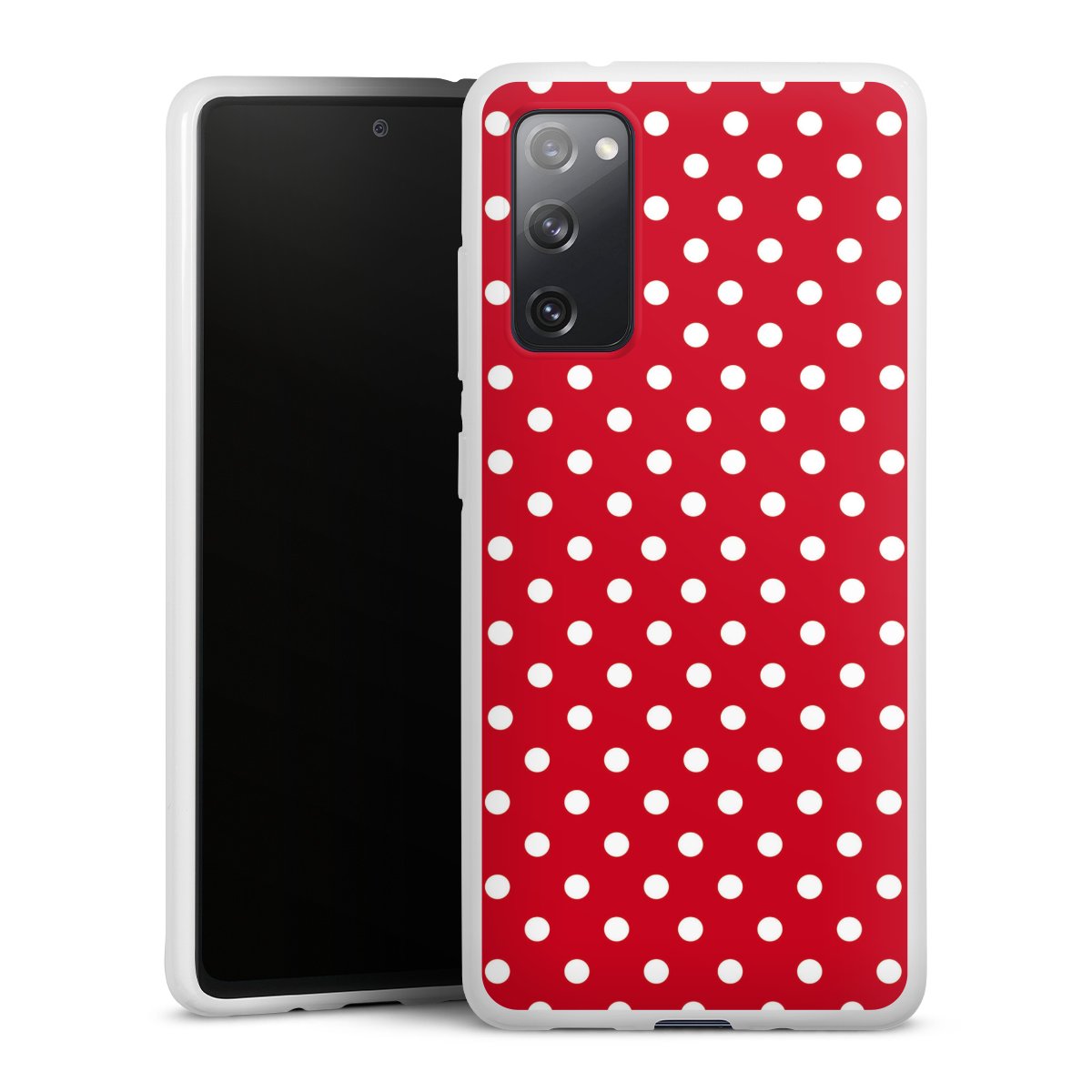 Galaxy S20 FE Handy Silikon Hülle Case weiß Handyhülle Points Polka Dots Retro Silikon Case