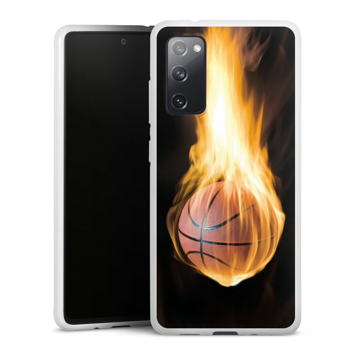 Galaxy S20 FE Handy Silikon Hülle Case weiß Handyhülle Basketball Sports Fire Silikon Case