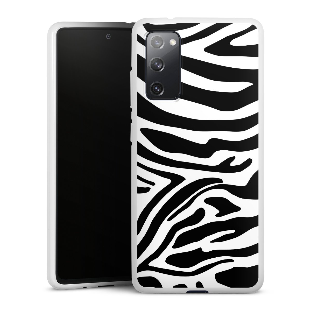 Galaxy S20 FE Handy Silikon Hülle Case weiß Handyhülle Zebra Animal Look Animal Print Silikon Case