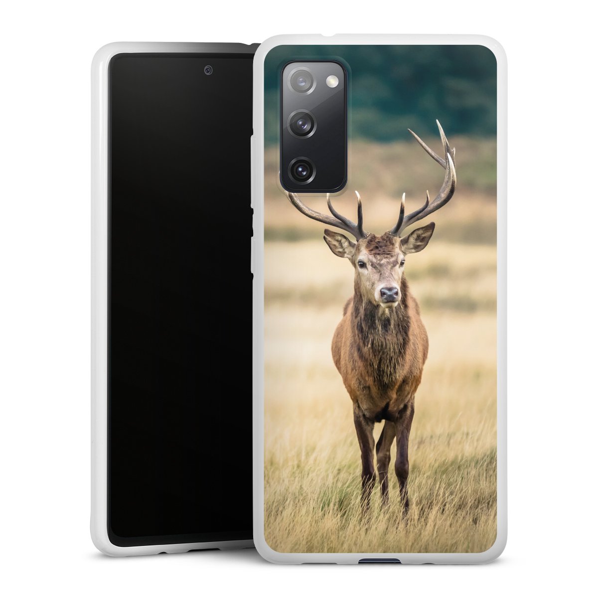 Galaxy S20 FE Handy Silikon Hülle Case weiß Handyhülle Deer Meadow Forrest Silikon Case