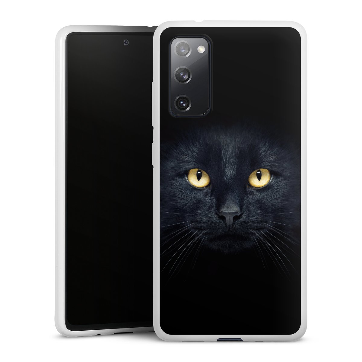 Galaxy S20 FE Handy Silikon Hülle Case weiß Handyhülle Eye Cat Black Silikon Case