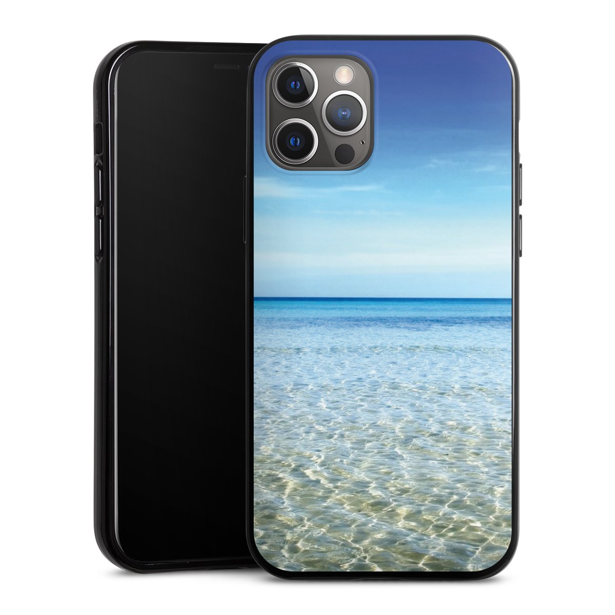 iPhone 12 Pro Handy Silikon Hülle Case schwarz Handyhülle Urlaub Sky Ocean