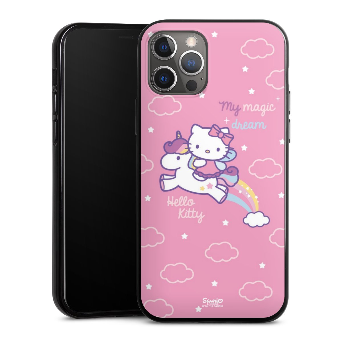 iPhone 12 Pro Handy Silikon Hülle Case schwarz Handyhülle Einhorn Official Licensed Product Hello Kitty