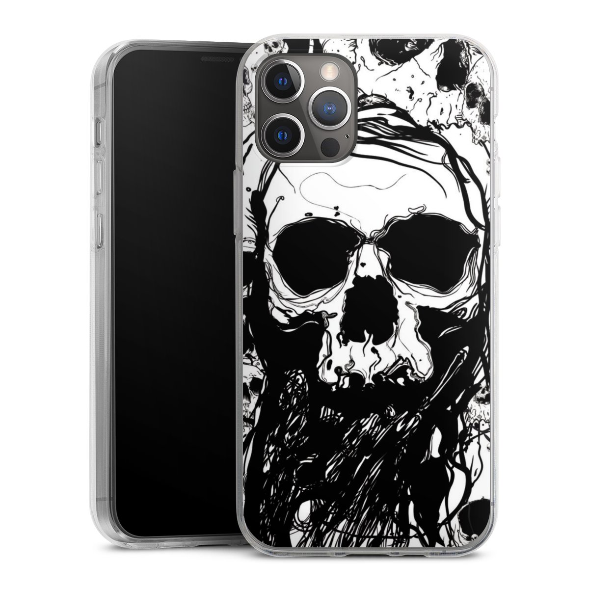 iPhone 12 Pro Handy Silikon Hülle Case transparent Handyhülle Totenkopf Halloween Silikon Case