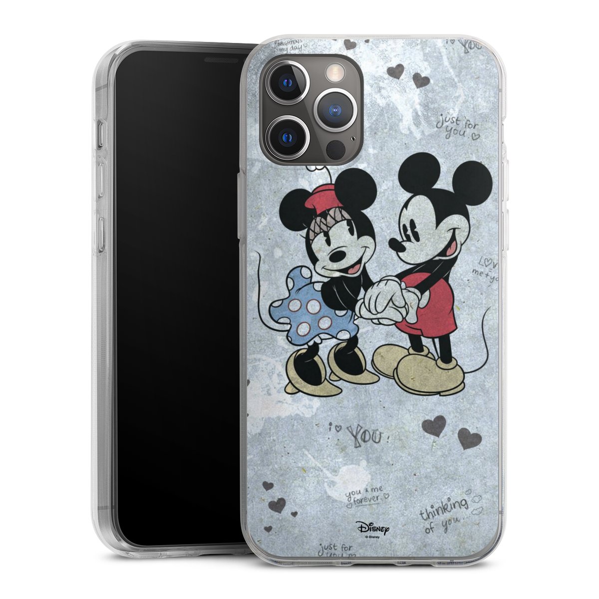 iPhone 12 Pro Handy Silikon Hülle Case transparent Handyhülle Mickey & Minnie Mouse Vintage Disney Silikon Case