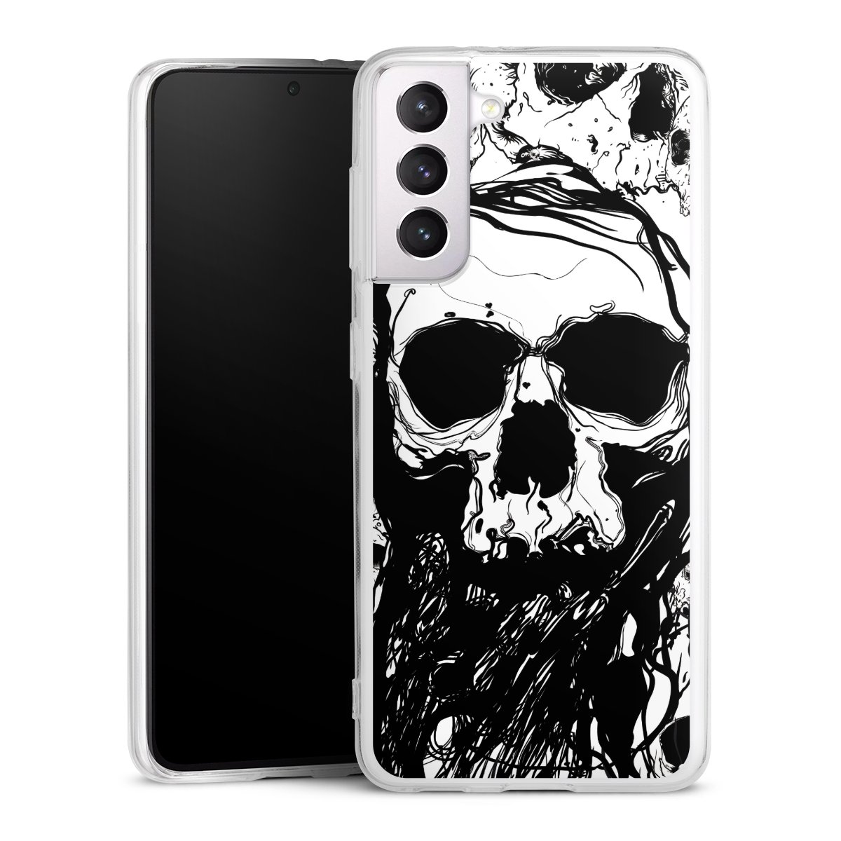 Galaxy S21 5G Handy Silikon Hülle Case transparent Handyhülle Totenkopf Halloween Silikon Case