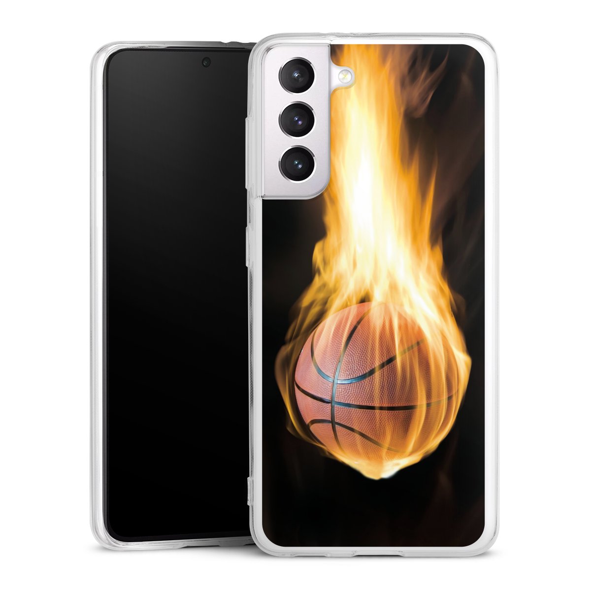 Galaxy S21 5G Handy Silikon Hülle Case transparent Handyhülle Basketball Sports Fire Silikon Case