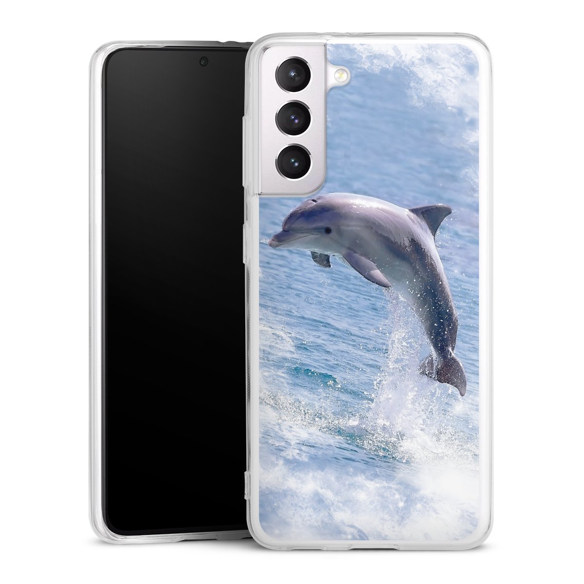 Galaxy S21 5G Handy Silikon Hülle Case transparent Handyhülle Dolphin Ocean Wale Silikon Case