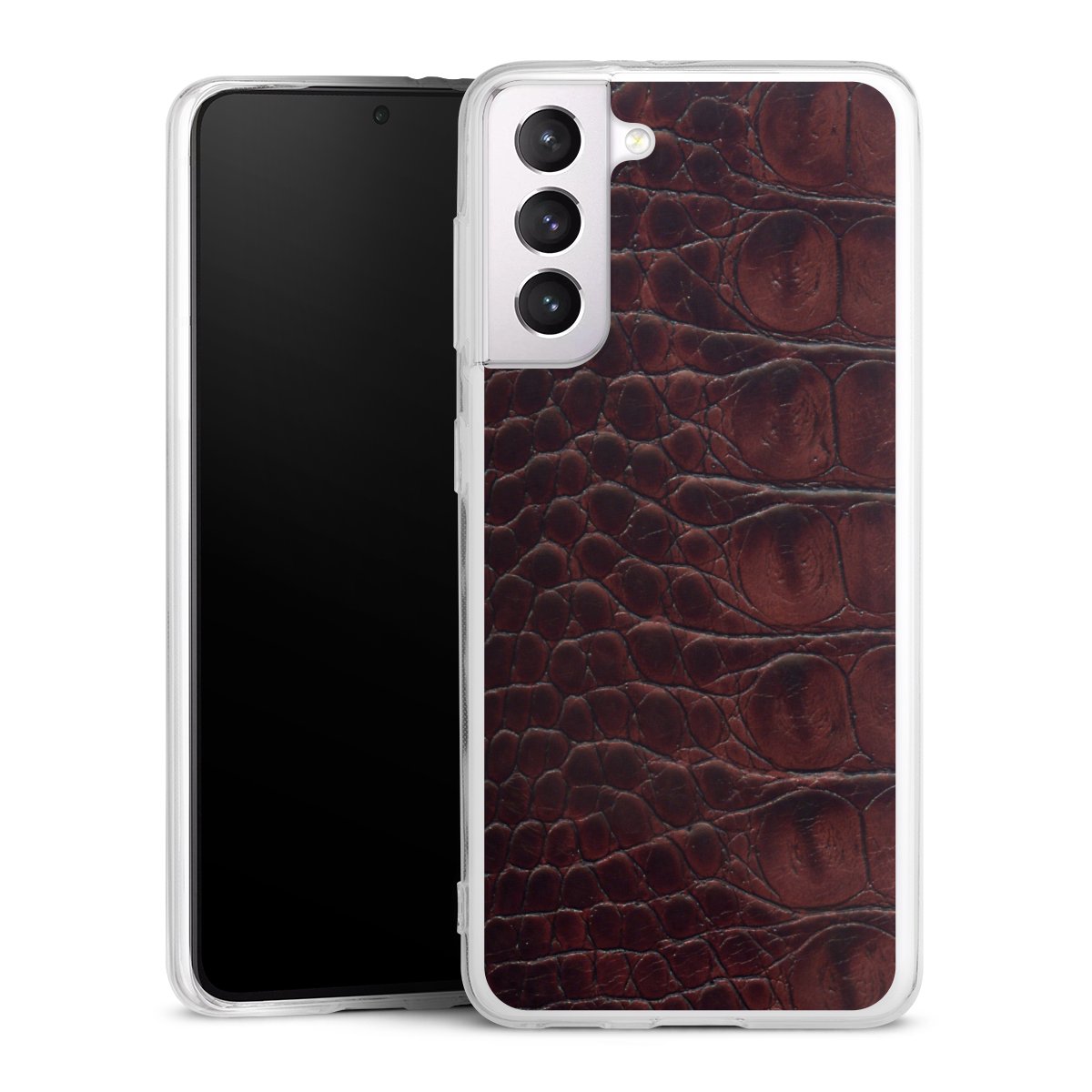 Galaxy S21 5G Handy Silikon Hülle Case transparent Handyhülle Crocodile Animal Print Leather Silikon Case