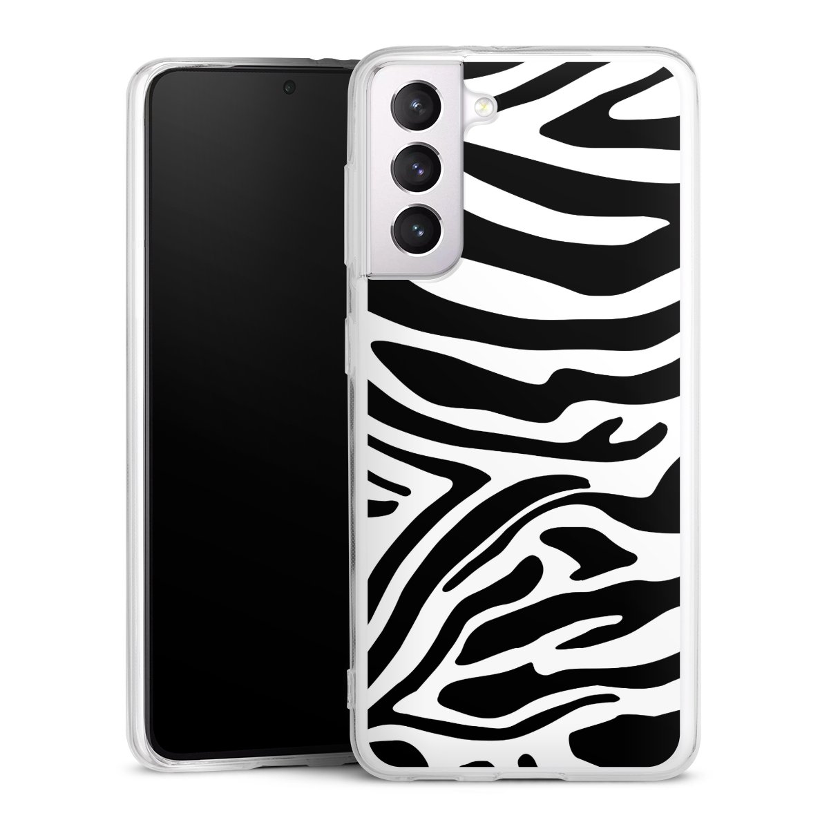 Galaxy S21 5G Handy Silikon Hülle Case transparent Handyhülle Zebra Animal Look Animal Print Silikon Case