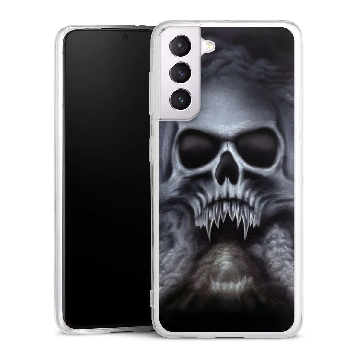 Galaxy S21 5G Handy Silikon Hülle Case transparent Handyhülle Totenkopf Skull Silikon Case