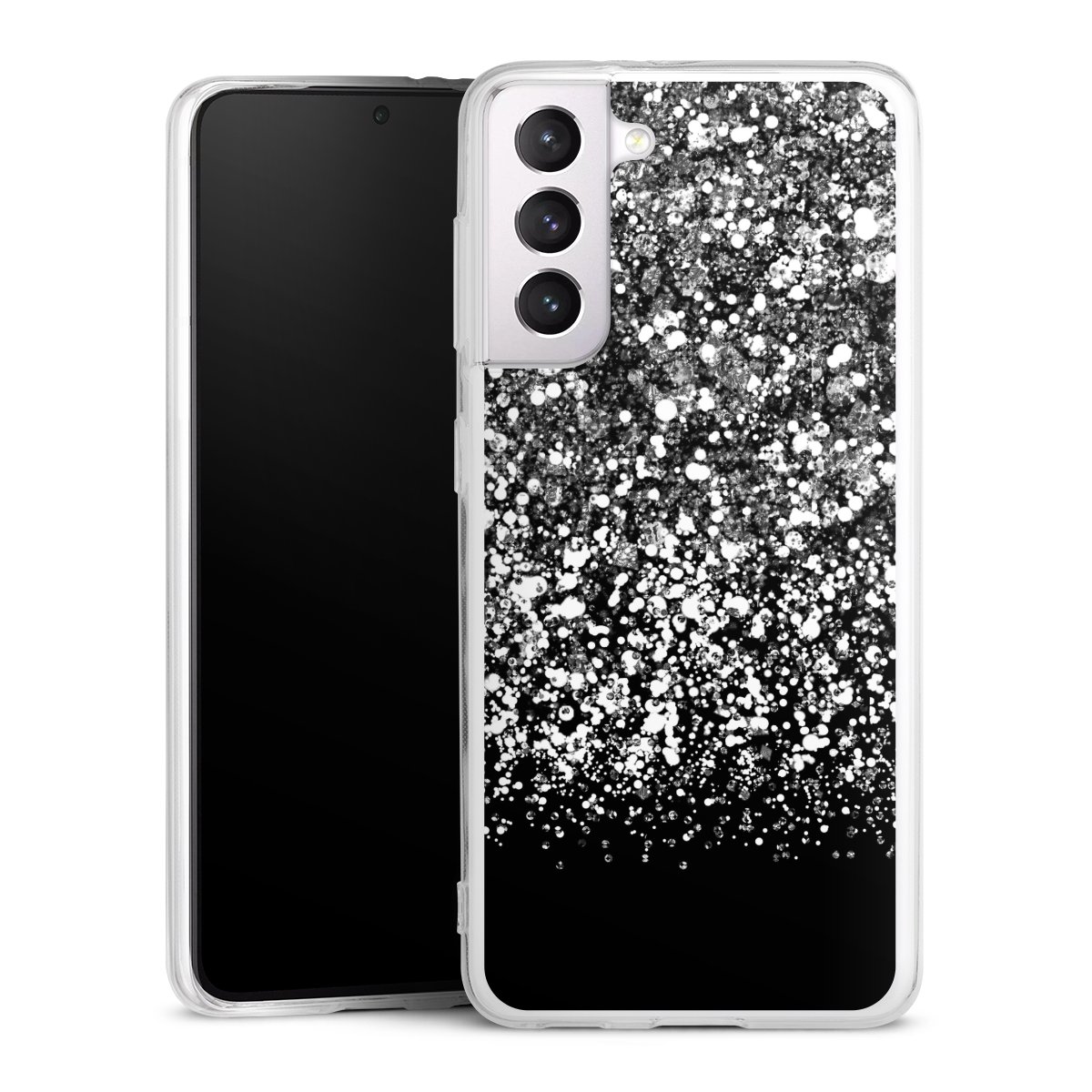 Galaxy S21 5G Handy Silikon Hülle Case transparent Handyhülle Glitzer Snowflake Muster Silikon Case