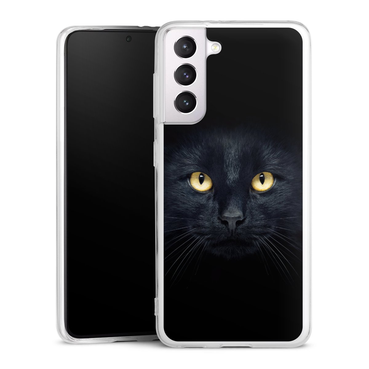 Galaxy S21 5G Handy Silikon Hülle Case transparent Handyhülle Eye Cat Black Silikon Case