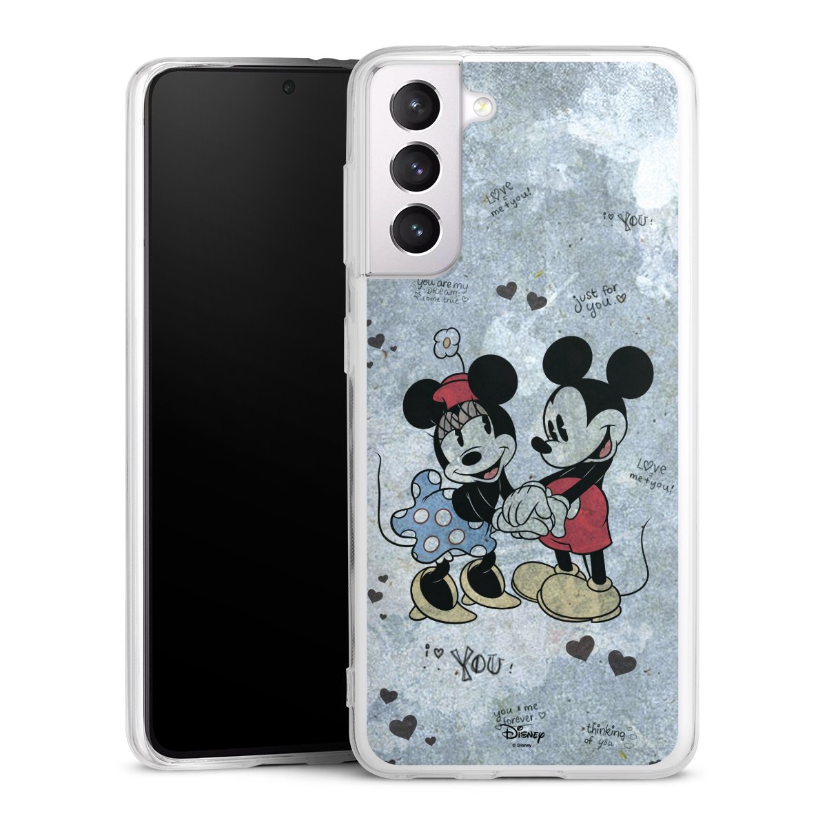 Galaxy S21 5G Handy Silikon Hülle Case transparent Handyhülle Mickey & Minnie Mouse Vintage Disney Silikon Case