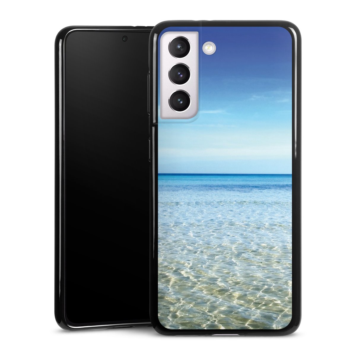 Galaxy S21 5G Handy Silikon Hülle Case schwarz Handyhülle Urlaub Sky Ocean