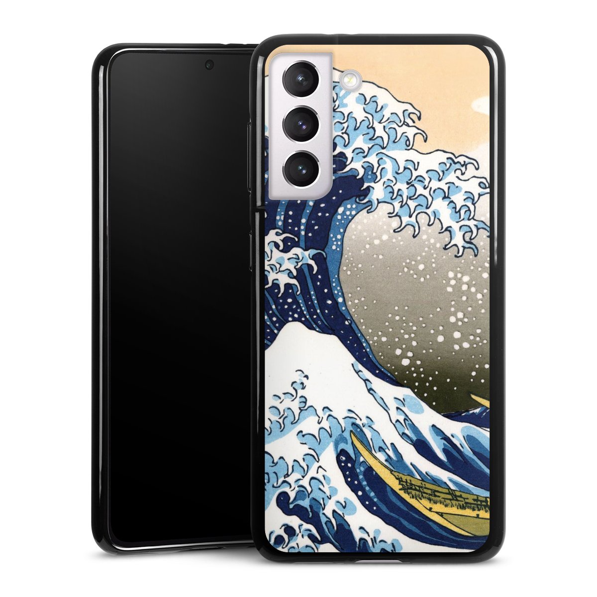 Galaxy S21 5G Handy Silikon Hülle Case schwarz Handyhülle Kunst Katsushika Hokusai Die Große Welle Vor Kanagawa