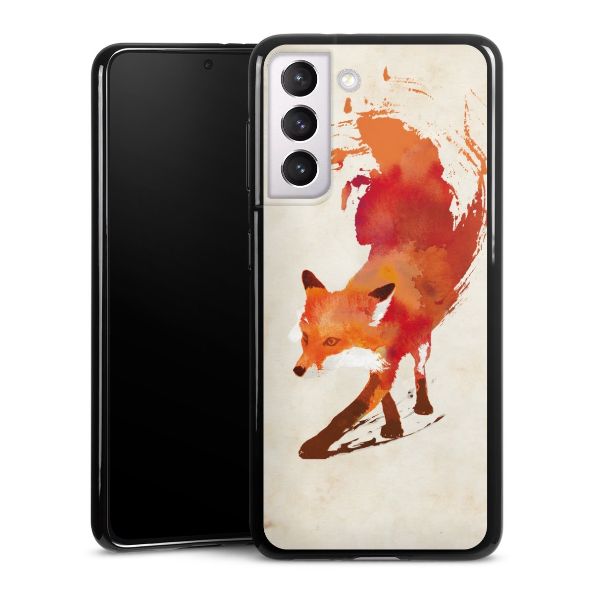 Galaxy S21 5G Handy Silikon Hülle Case schwarz Handyhülle Fox Graphic