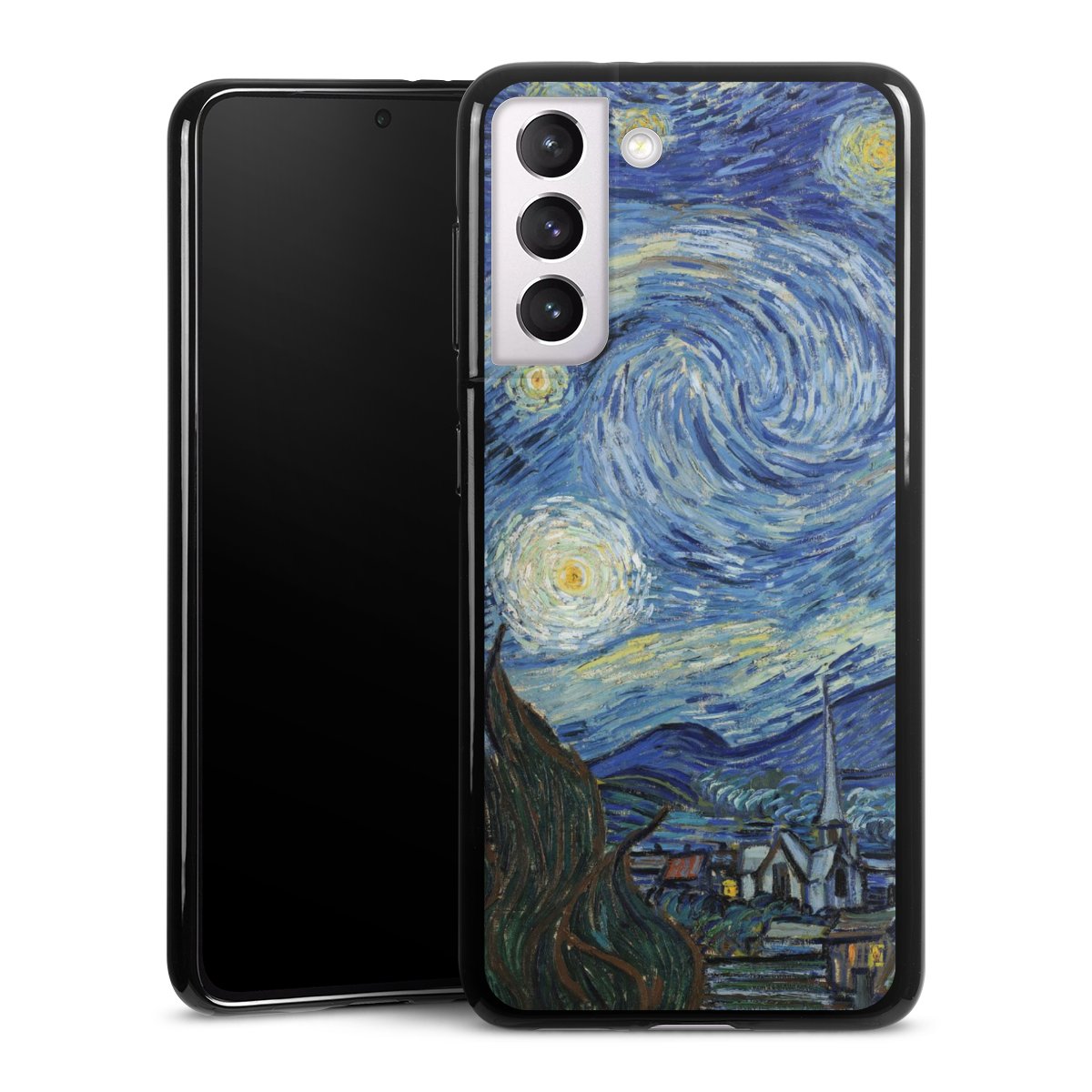 Galaxy S21 5G Handy Silikon Hülle Case schwarz Handyhülle The Starry Night Kunst Vincent Van Gogh