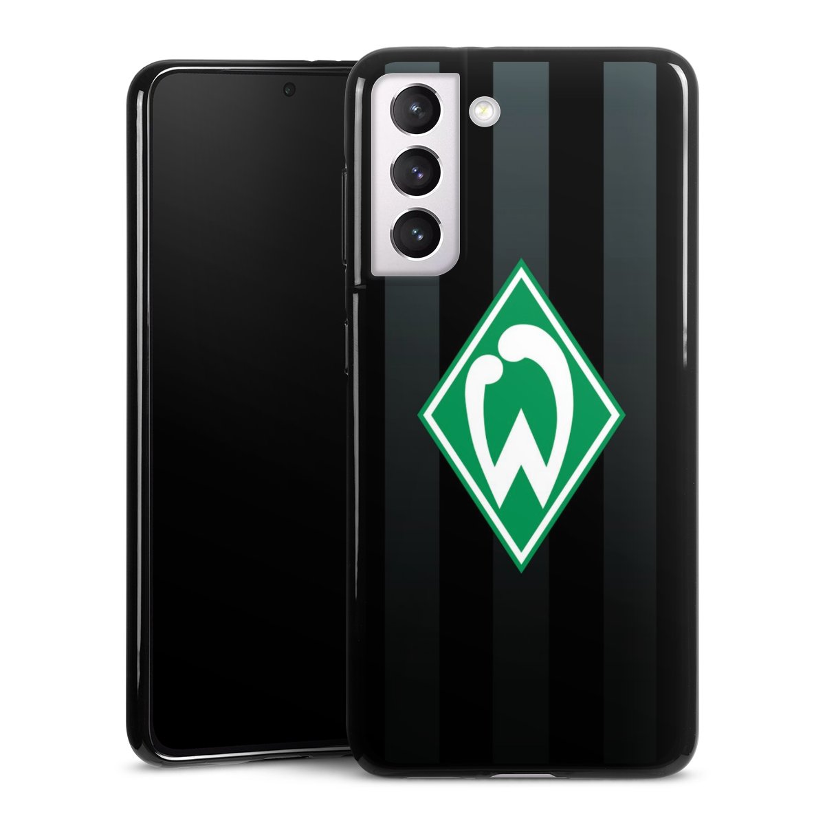 Galaxy S21 5G Handy Silikon Hülle Case schwarz Handyhülle Stripes Sv Werder Bremen Official Licensed Product