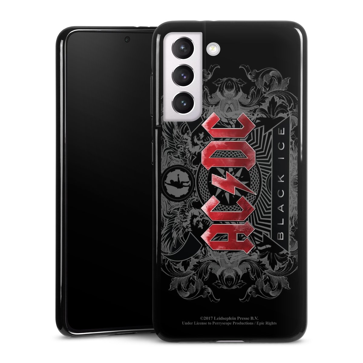 Galaxy S21 5G Handy Silikon Hülle Case schwarz Handyhülle Merchandise Black Ice Acdc