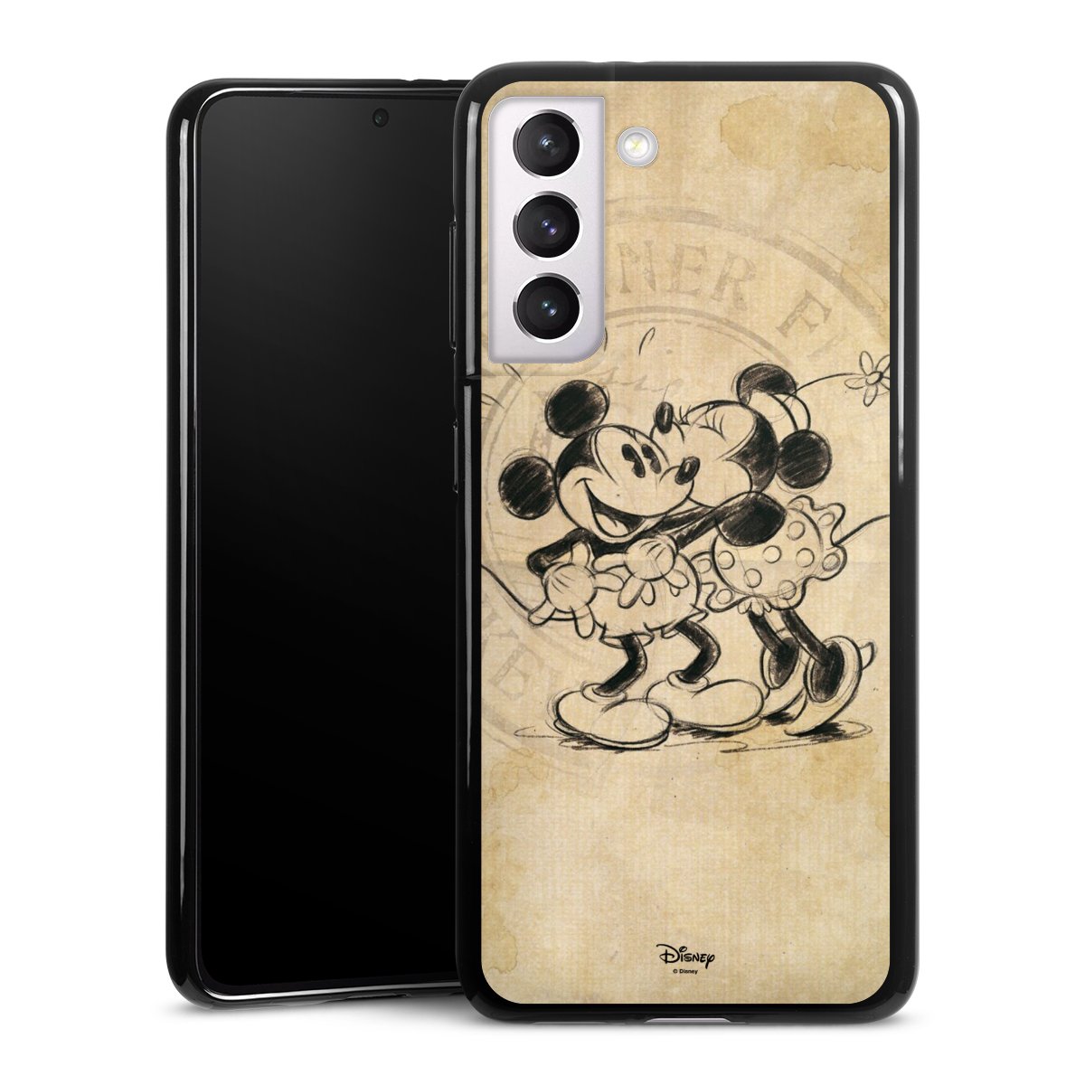 Galaxy S21 5G Handy Silikon Hülle Case schwarz Handyhülle Mickey Mouse Vintage Minnie Mouse